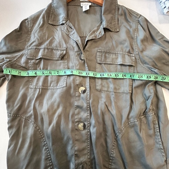 Nicole Miller Button Down Long Sleeve womens size XL Khaki - Picture 8 of 9